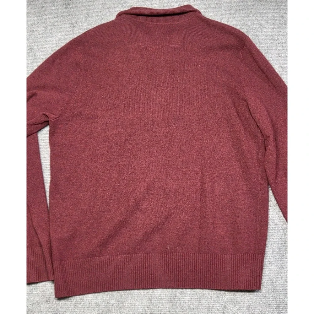 Banana Republic Merino Wool Sweater Men Medium Red Button Mock Neck Pullover